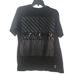 Phat Farm Legendary Graphic T-Shirt Black‎ Striped Casual Top Mens M